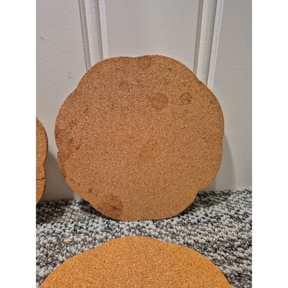 6 Capiz Shell Cork Backed Round With Scallop Edge Placemat/Trivets Phillipines - Picture 13 of 16